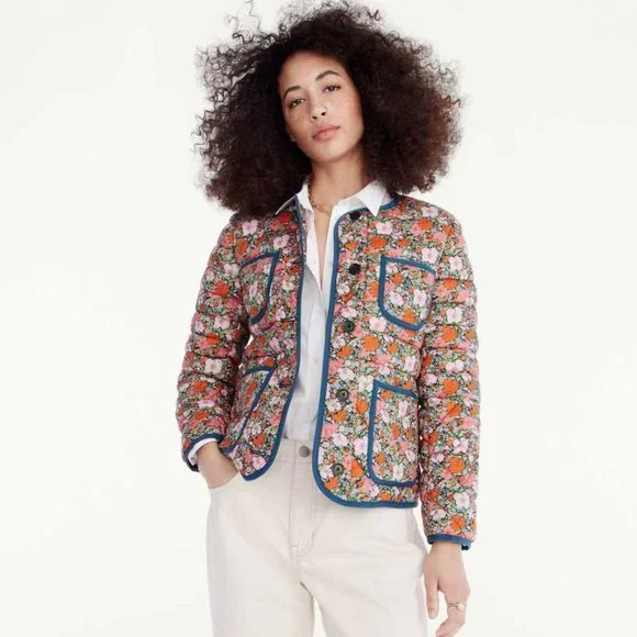 New women's S J Crew quilted lady jacket in Liberty Meadow Song floral - Picture 10 of 12